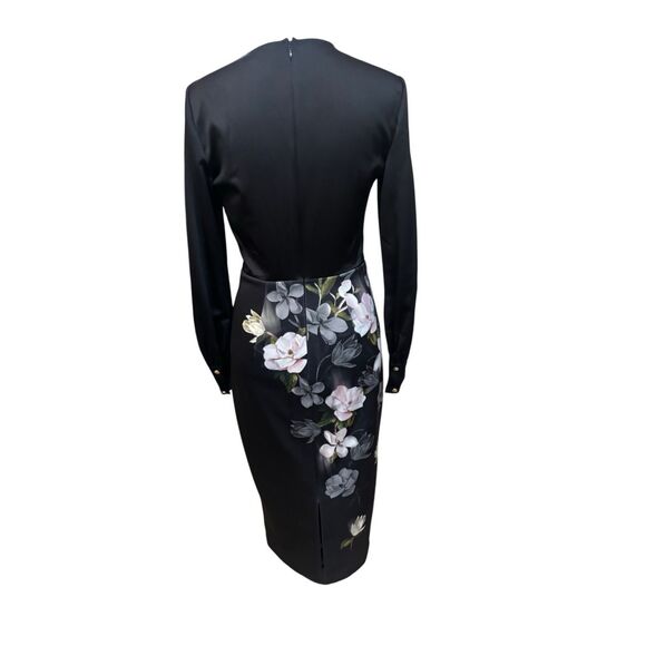 Ted Baker London Black Floral Wrap Sheath Dress size 1 - Picture 12 of 16